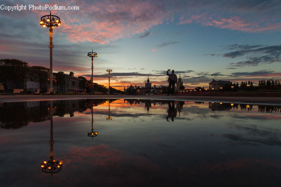 Dawn, Dusk, Red Sky, Sky, Sunrise, Sunset, City