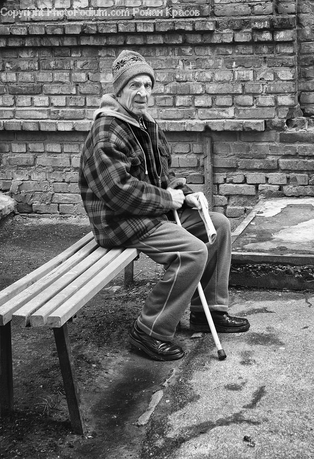 People, Person, Human, Bench, Stone Wall, Wall, Chair