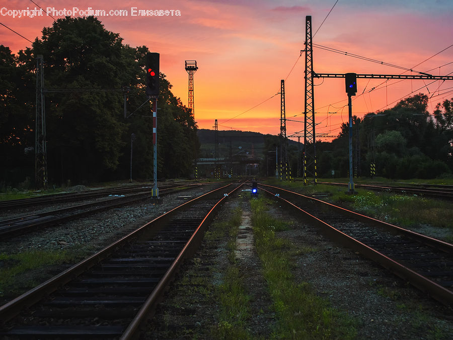 Rail, Train Track, Dusk, Outdoors, Sky, Sunlight, Sunrise