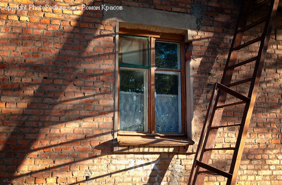 Window, Brick, Banister, Handrail, Fence, Wall, Cobblestone