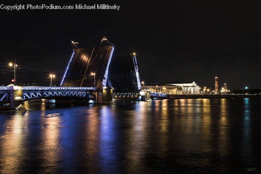 Bridge, City, Downtown, Metropolis, Urban, Outdoors, Ripple