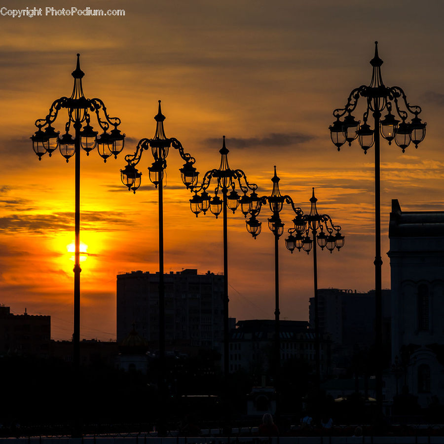 Dawn, Dusk, Red Sky, Sky, Sunrise, Sunset, Building