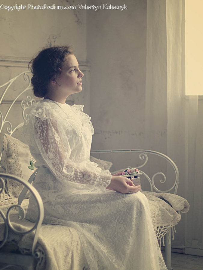People, Person, Human, Robe, Lace, Gown, Wedding Gown
