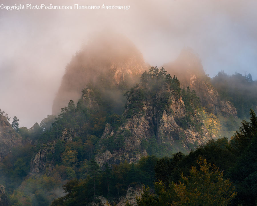 Fog, Forest Fire, Mist, Outdoors, Mountain, Mountain Range, Landscape
