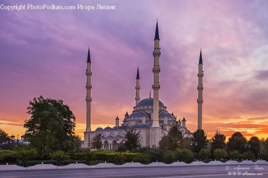 Architecture, Dome, Mosque, Worship, Dusk, Outdoors, Sky