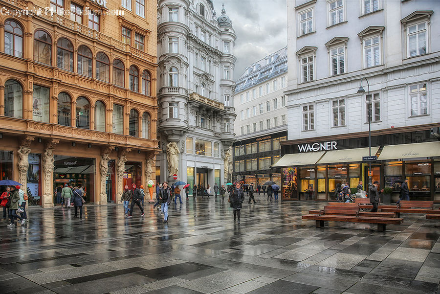 Architecture, Downtown, Plaza, Town Square, Building, Road, Street