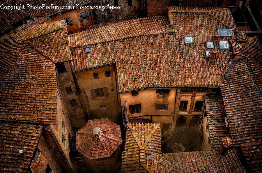 Brick, Roof, Tile Roof, Basket, Building, Downtown, Town