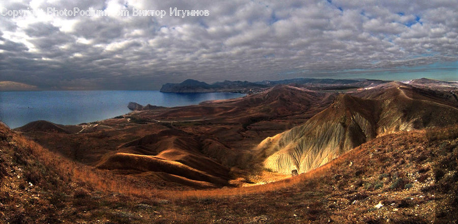 Crater, Coast, Outdoors, Sea, Water, Beach, Mountain