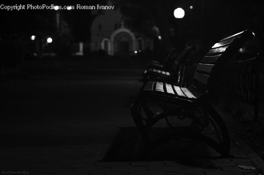 Bench, Arch, Chair, Furniture, Lighting, Night, Outdoors