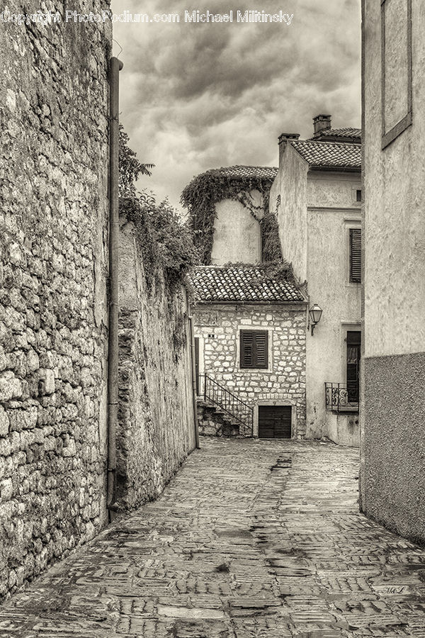 Alley, Alleyway, Road, Street, Town, Brick, Building