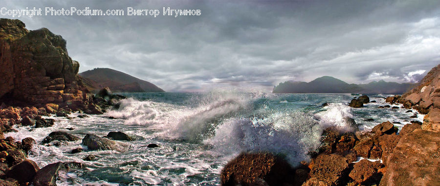 Outdoors, Sea, Sea Waves, Water, Coast, Rock, Cliff