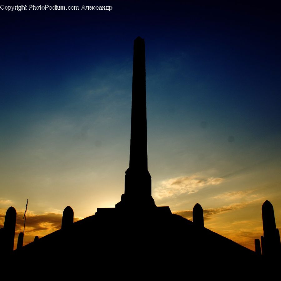 Silhouette, Column, Monument, Obelisk, Architecture, Bell Tower, Clock Tower