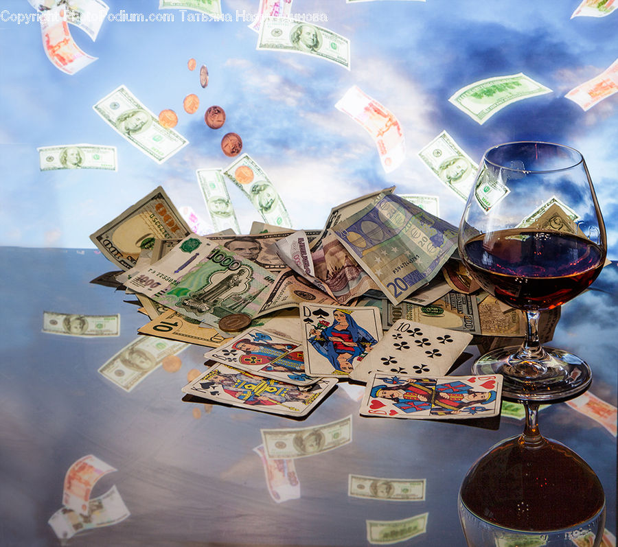 Money, Collage, Poster, Beverage, Drink, Gift, Glass
