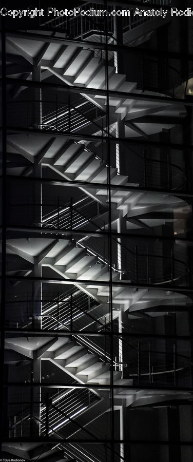 Banister, Handrail, Staircase, Lighting, City, Downtown, Urban