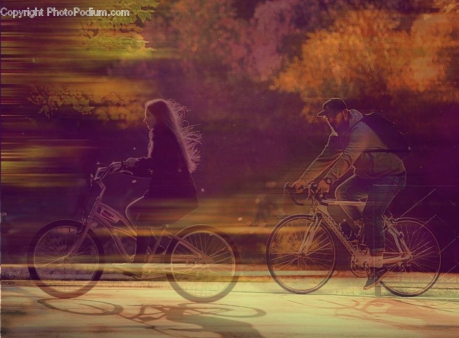 Bicycle, Bike, Vehicle, Light, Lightning, Weather, Art