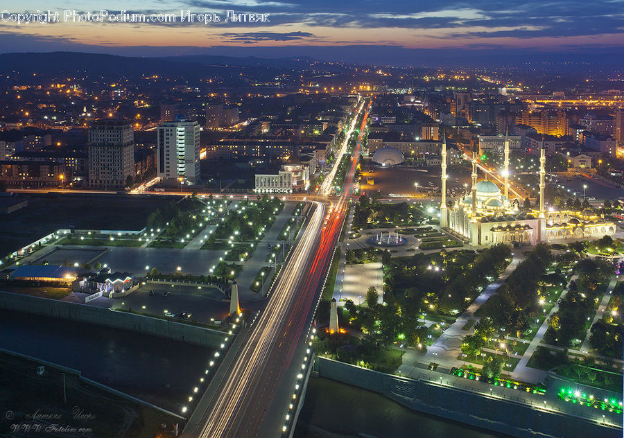 Freeway, Road, City, Downtown, Aerial View, Metropolis, Urban