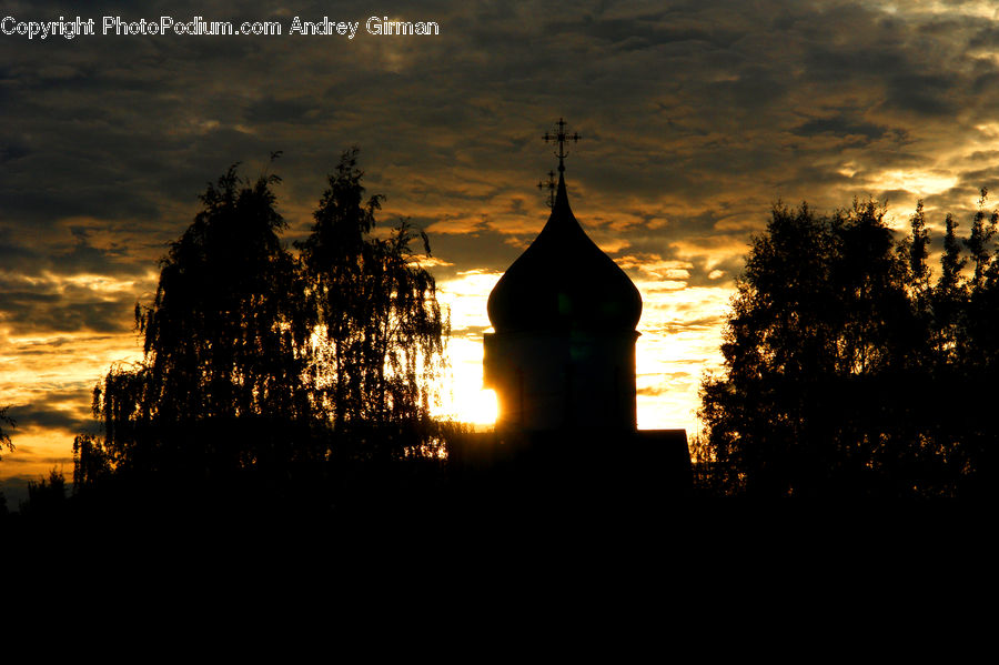 Architecture, Bell Tower, Clock Tower, Tower, Silhouette, Flare, Light