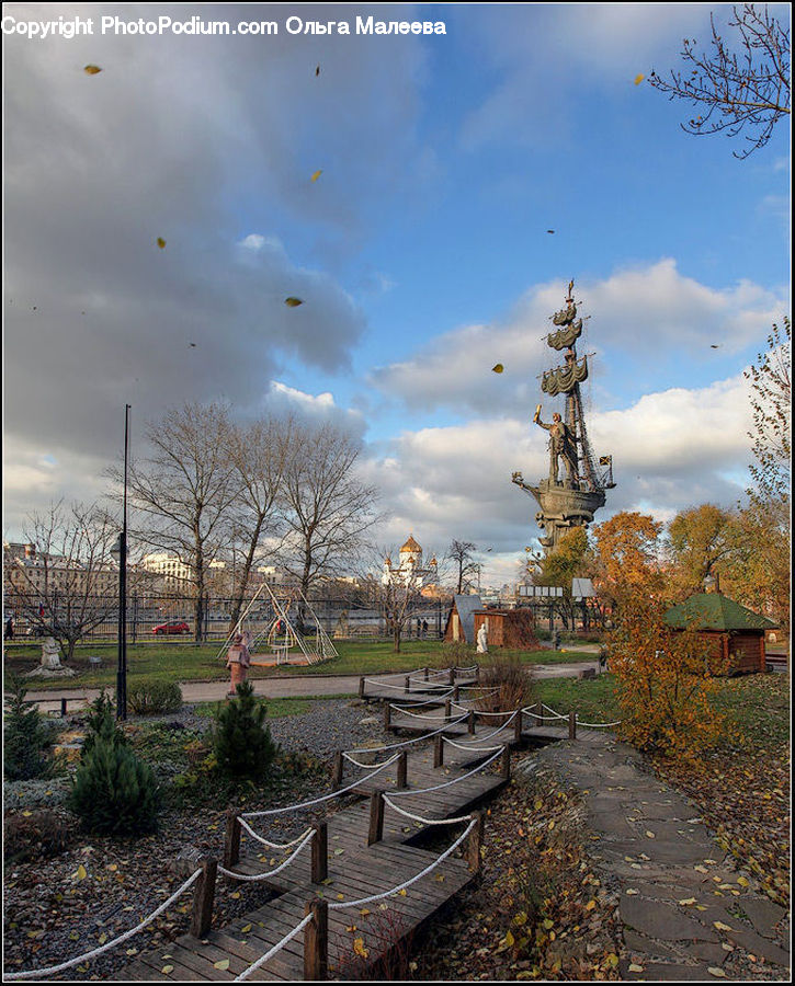 Bench, Architecture, Downtown, Plaza, Town Square, Path, Road