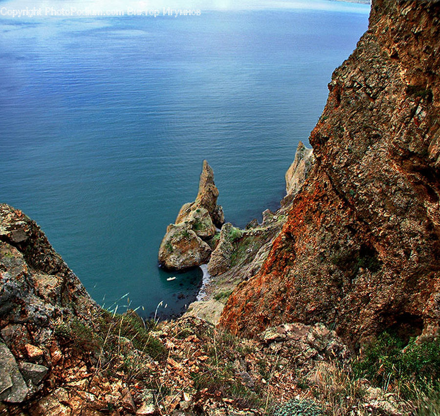 Cliff, Outdoors, Rock, Sea, Water, Coast, Promontory