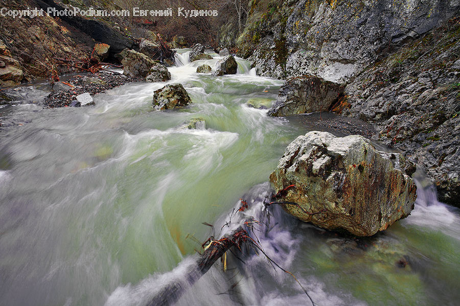 Creek, Outdoors, River, Water, Rock, Waterfall, Nature