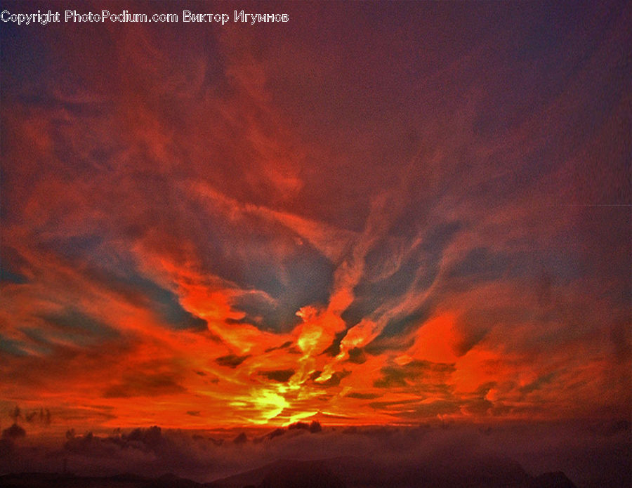 Dawn, Dusk, Red Sky, Sky, Sunrise, Sunset, Azure Sky