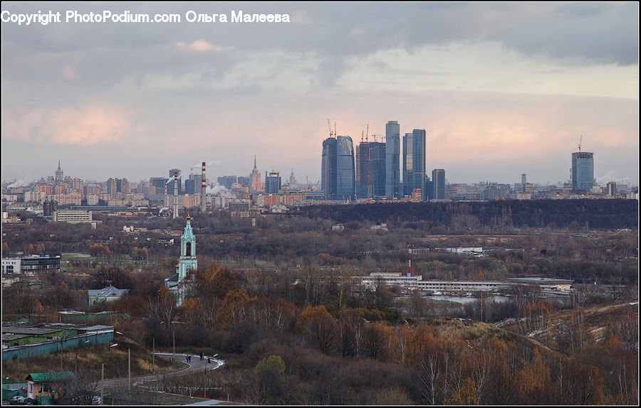 City, Downtown, Metropolis, Urban, Train, Vehicle, Aerial View