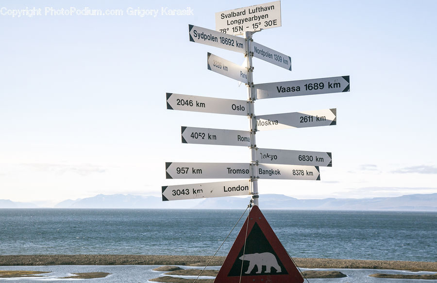 Sign, Road Sign, Street Sign, Coast, Outdoors, Sea, Water