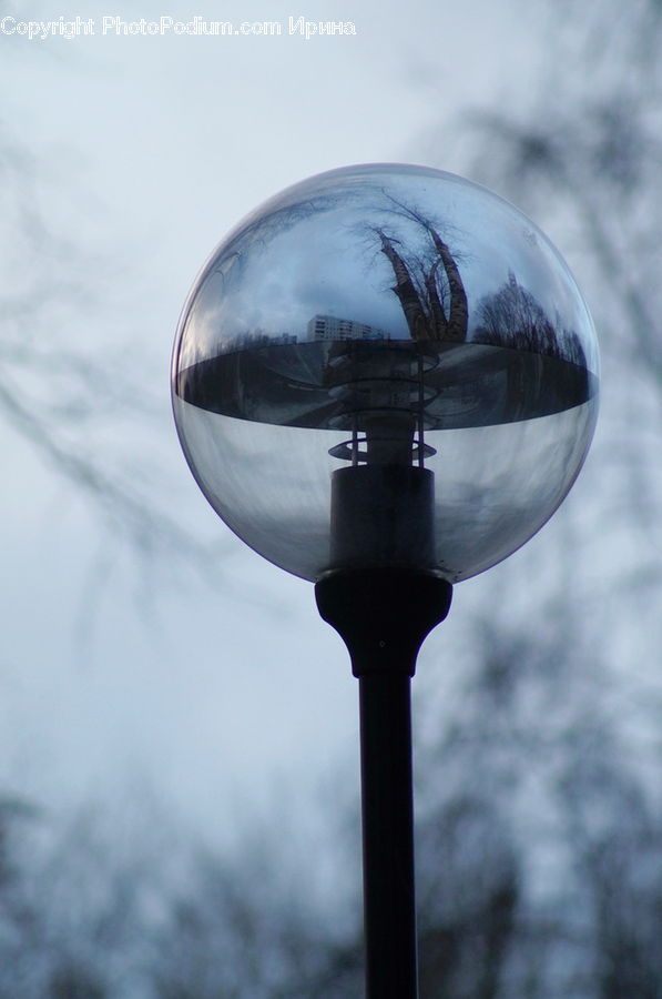 Glass, Goblet, Lamp Post, Pole, Ball, Sphere