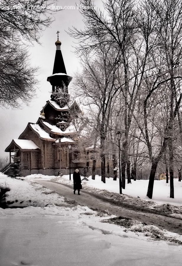 Ice, Outdoors, Snow, Architecture, Shrine, Temple, Worship