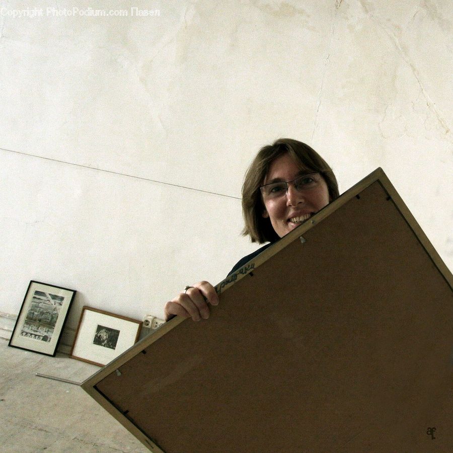 Plaque, Cardboard, Person, Portrait, Female, Plywood