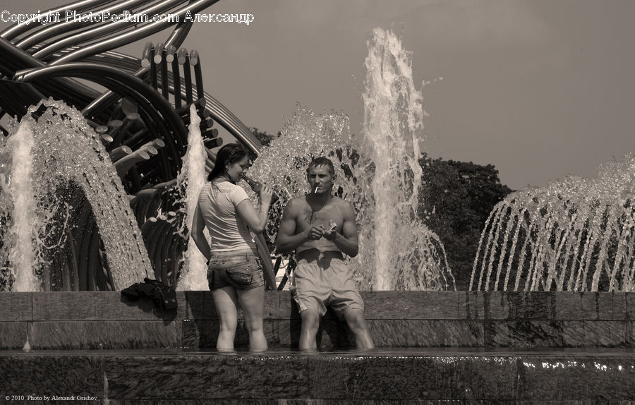 People, Person, Human, Fountain, Water, Female, Amphitheater