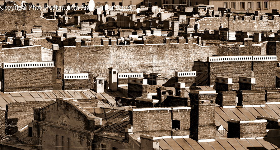 Brick, Aerial View, Chair, Furniture, City, Downtown, Metropolis