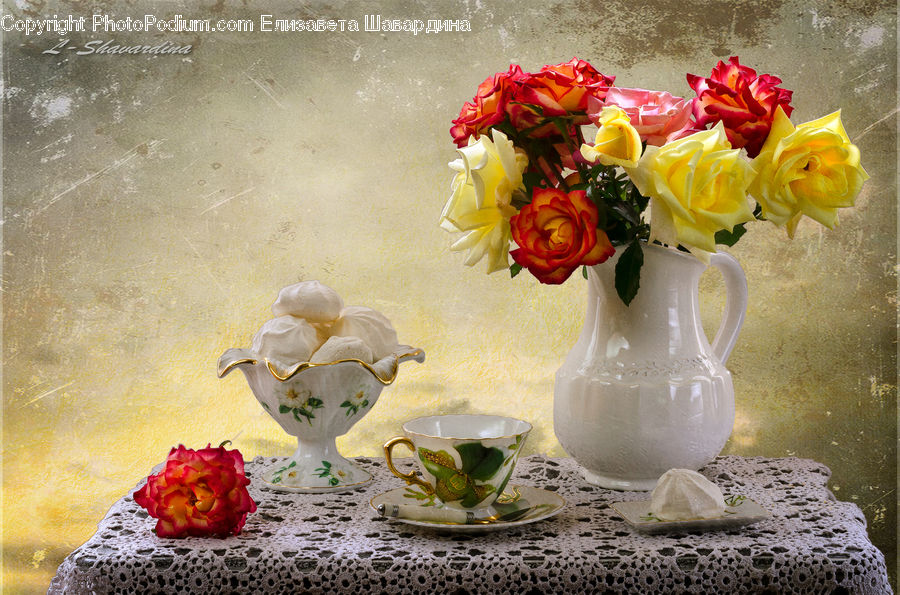 Blossom, Flower, Plant, Rose, Jar, Porcelain, Vase