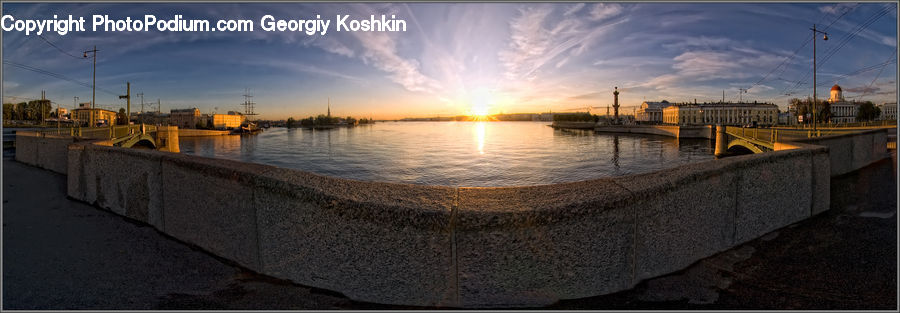 Bridge, Dusk, Outdoors, Sky, Sunlight, Sunrise, Sunset