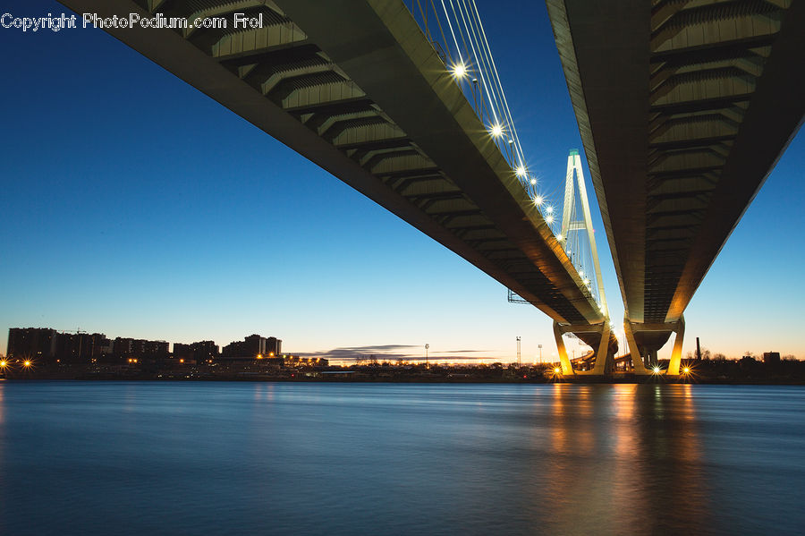 Waterfront, City, Downtown, Metropolis, Urban, Bridge, Building