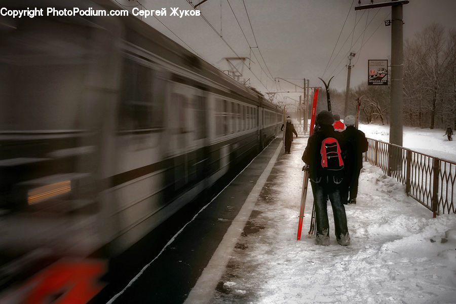 People, Person, Human, Train, Vehicle, Ice, Outdoors