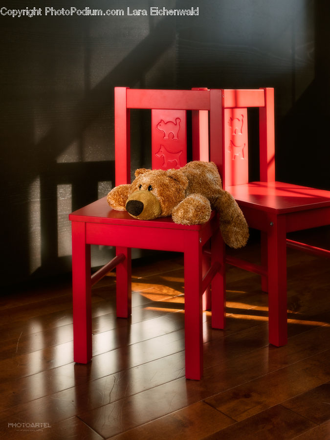 Teddy Bear, Toy, Chair, Furniture, Couch, Dining Room, Indoors