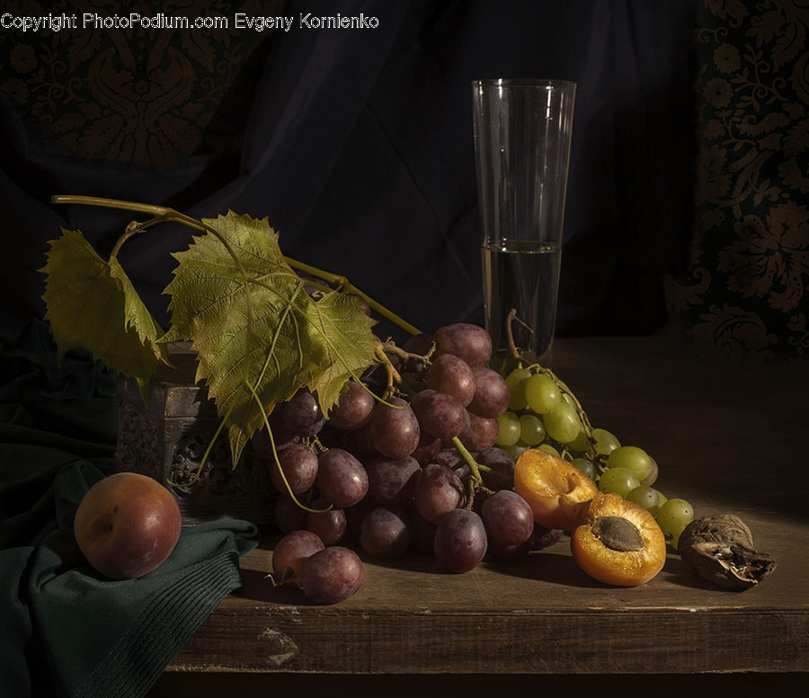 Fruit, Grapes, Lamp, Lampshade, Text, Art, Silhouette