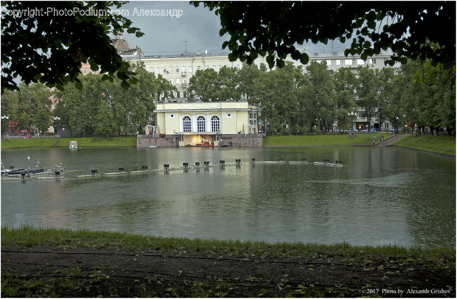 Building, Housing, Villa, Gazebo, Outdoors, Pond, Water