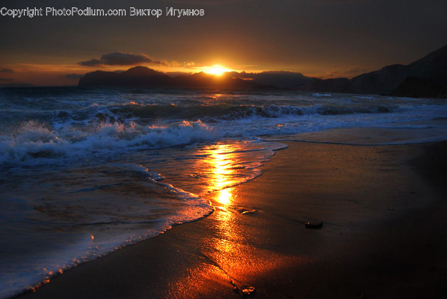 Dusk, Outdoors, Sky, Sunlight, Sunrise, Sunset, Beach