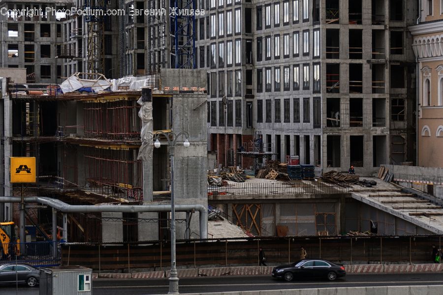Plumbing, Building, City, High Rise, Construction, Scaffolding, Downtown
