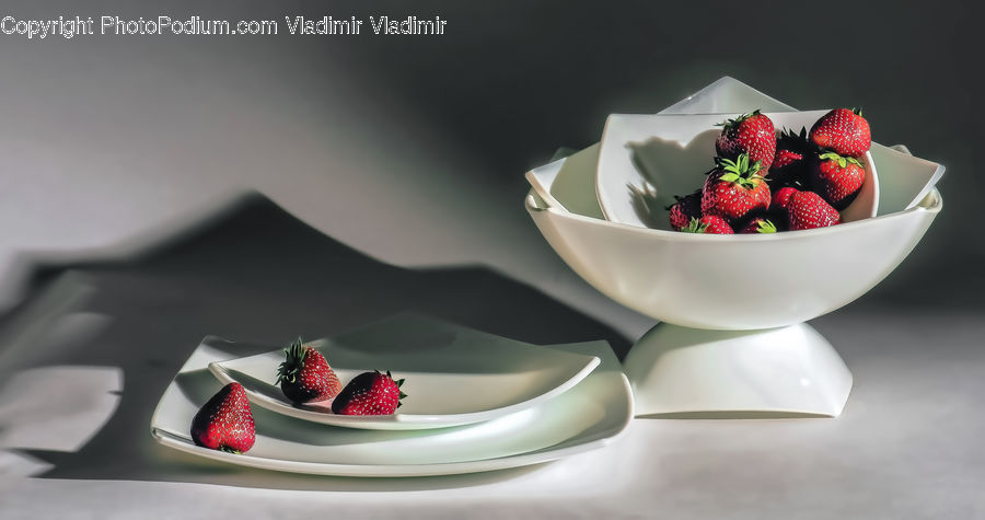 Fruit, Strawberry, Dessert, Food, Bowl, Dish, Plate