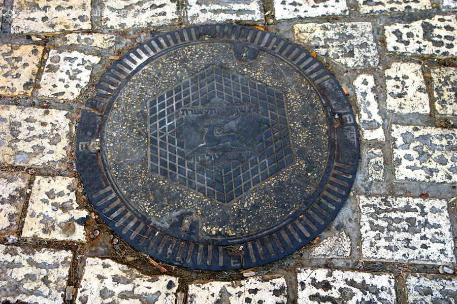 Hole, Manhole, Sewer, Art, Mosaic, Tile, Cobblestone