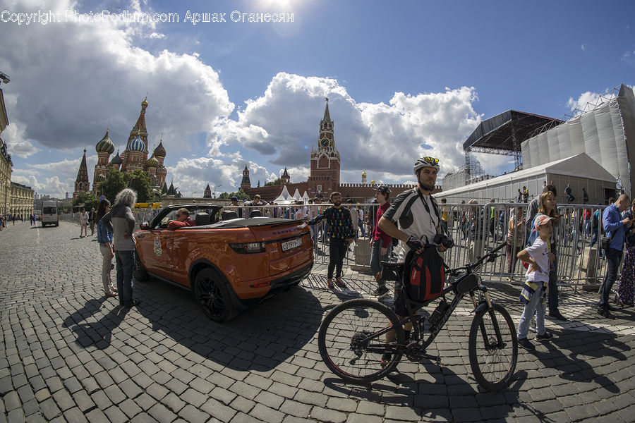 Bicycle, Bike, Vehicle, Cyclist, Person, Tourist, Architecture