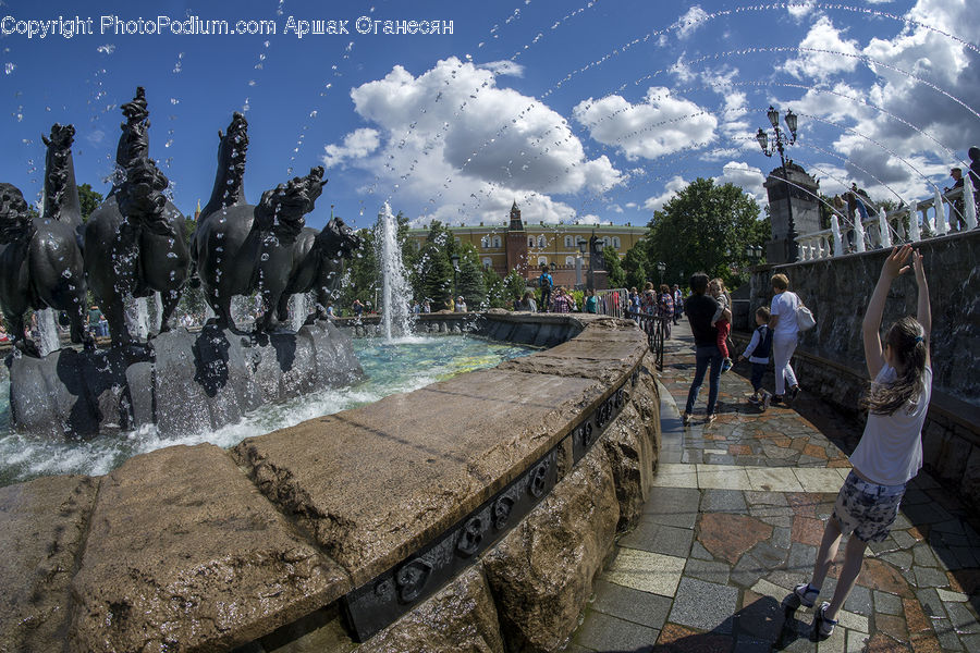 Art, Sculpture, Statue, Fountain, Water, Architecture, Downtown