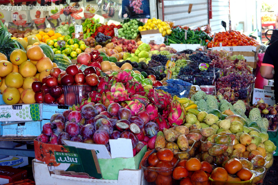 Fruit, Market, Produce, Bazaar, Bowl, Grapes, Grocery Store