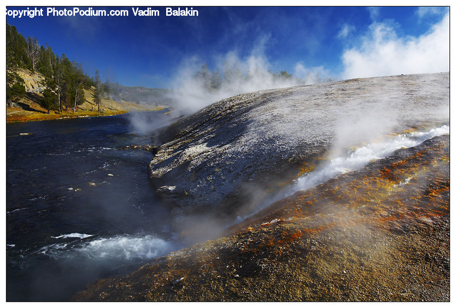 Eruption, Geyser, Outdoors, Water, Conifer, Fir, Pine