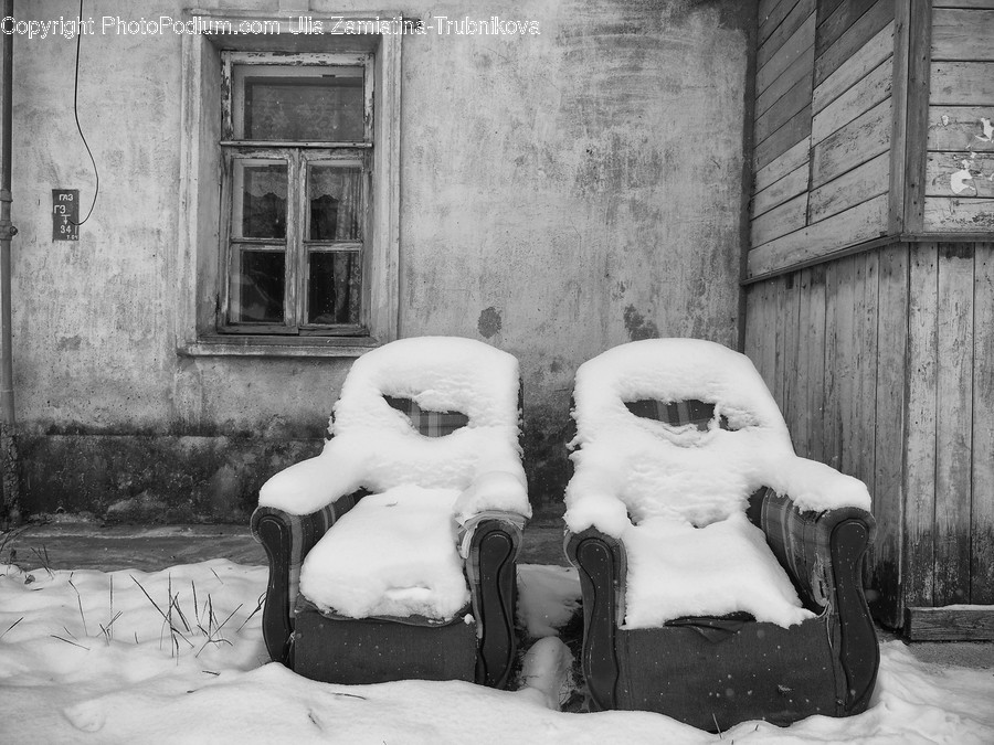 Chair, Furniture, Ice, Snow, Snowman