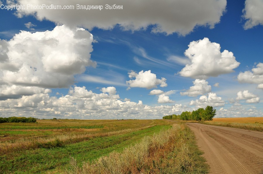 Dirt Road, Gravel, Road, Cloud, Cumulus