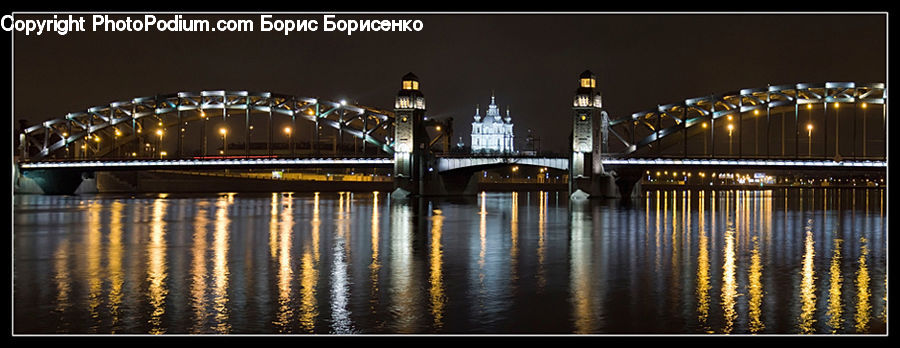 Night, Outdoors, Bridge, Architecture, Dome, Mosque, Worship